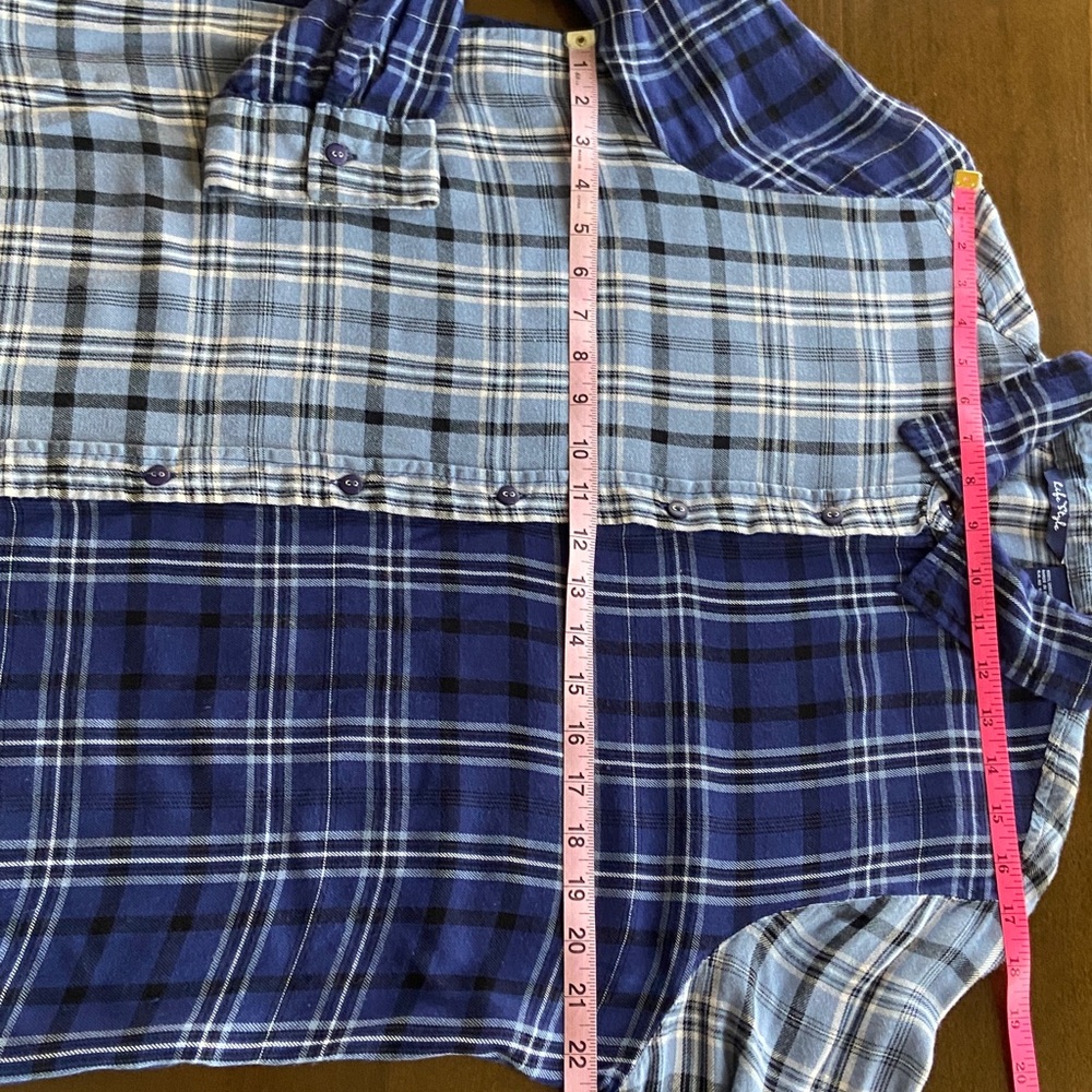 Women's Life Style Mixed Blue Plaid Button-Down Shirt, size XL - Picture 8 of 13